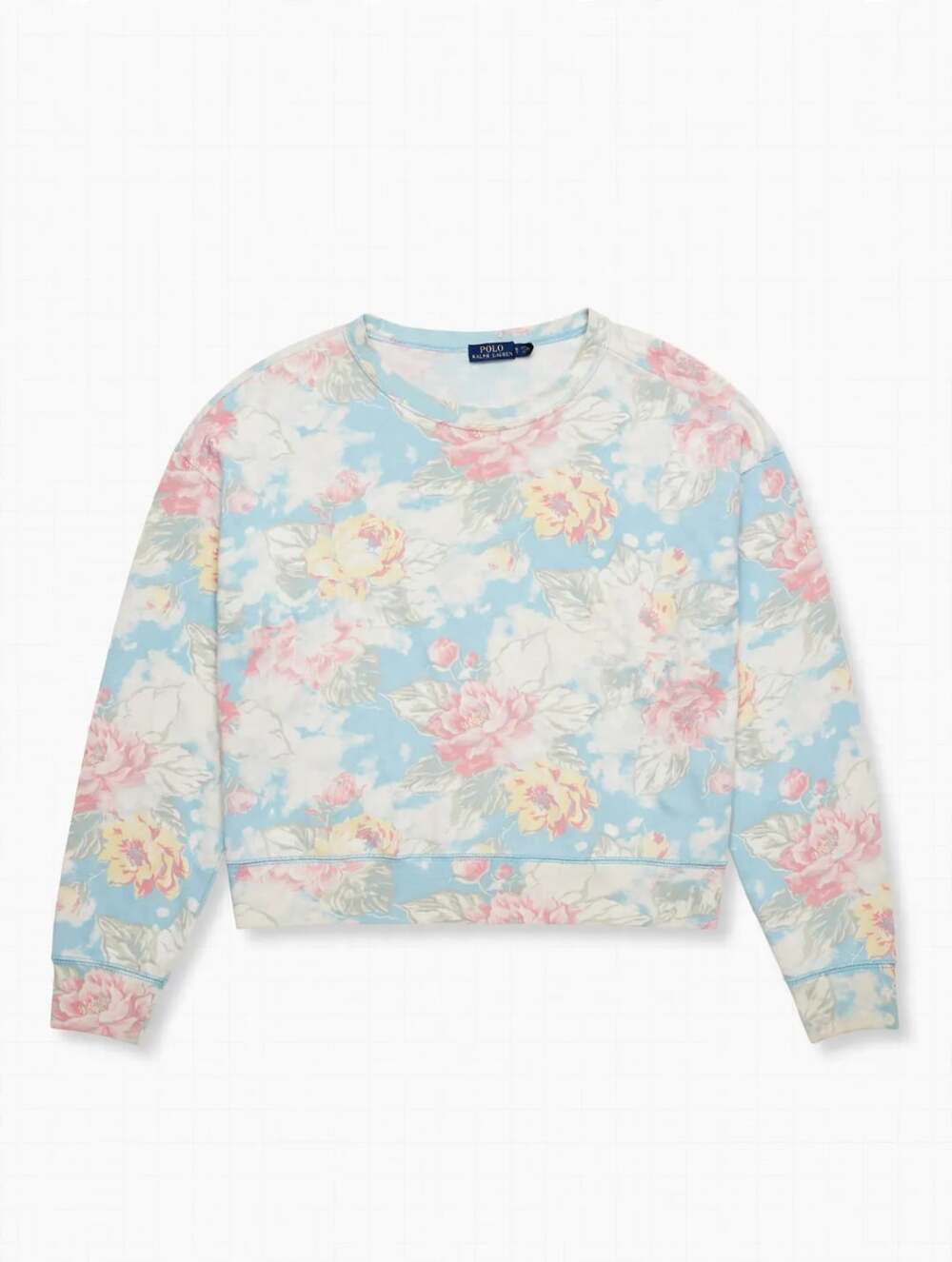 Polo Ralph Lauren Floral Print Sweatshirt Size L Blue Pink Yellow Cotton